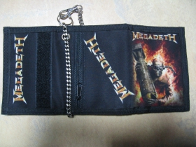 Megadeth, hrubá pevná textilná peňaženka s retiazkou a karabínkou